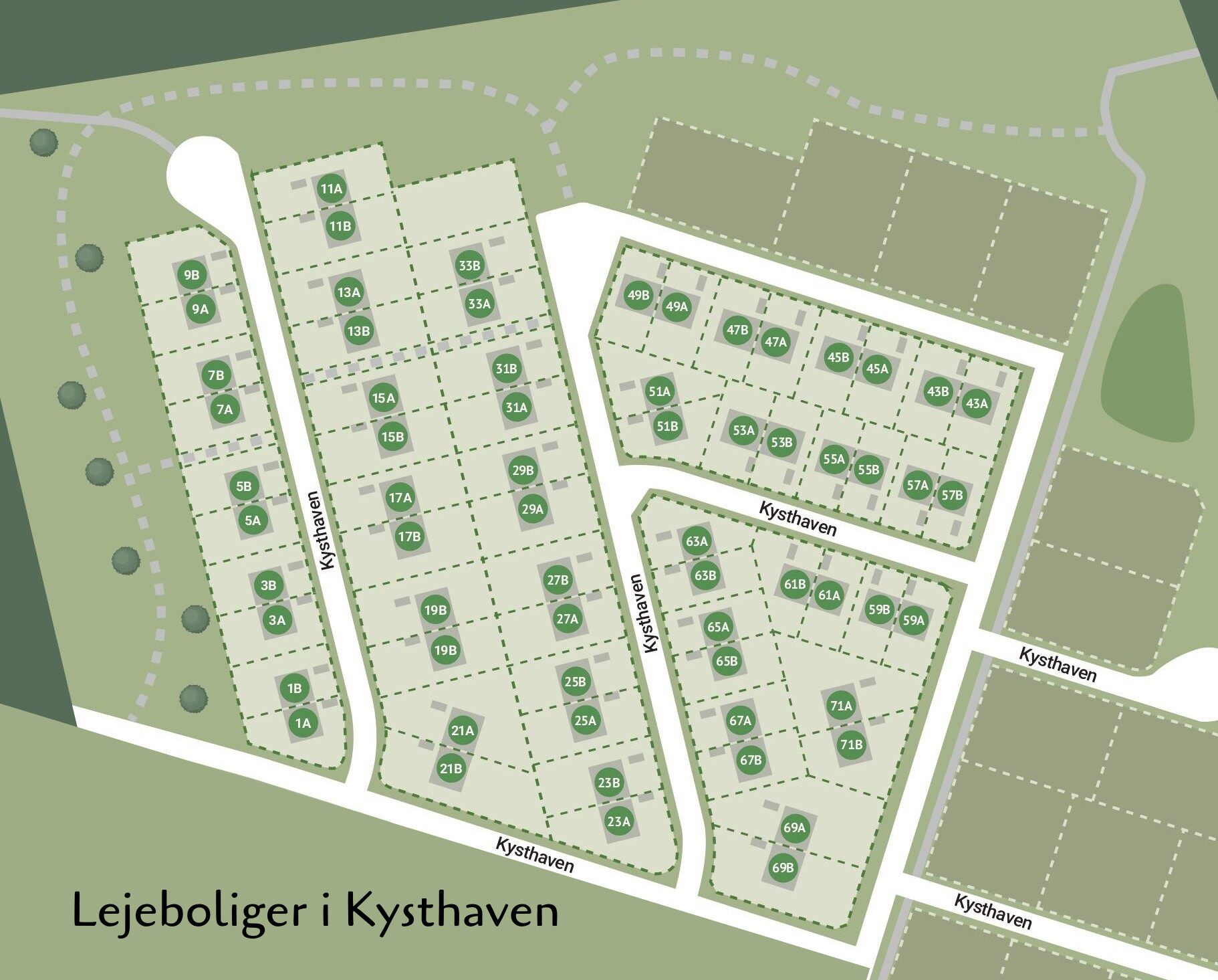 Oversigtskort over lejeboliger i Kysthaven